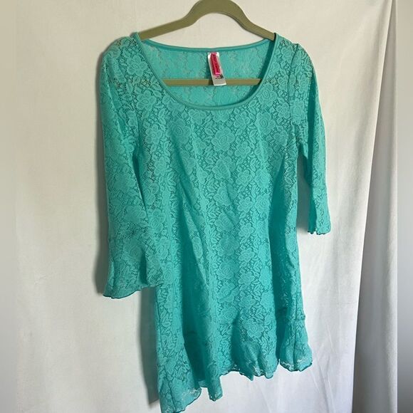 Betsey Johnson Blue Lace Tunic Top size M - Picture 2 of 6